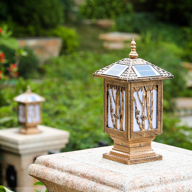 Traditional European Solar Waterproof Aluminum Cylinder Bamboo 1-Light Landscape Lighting Outdoor Light For Garden | Kalsten