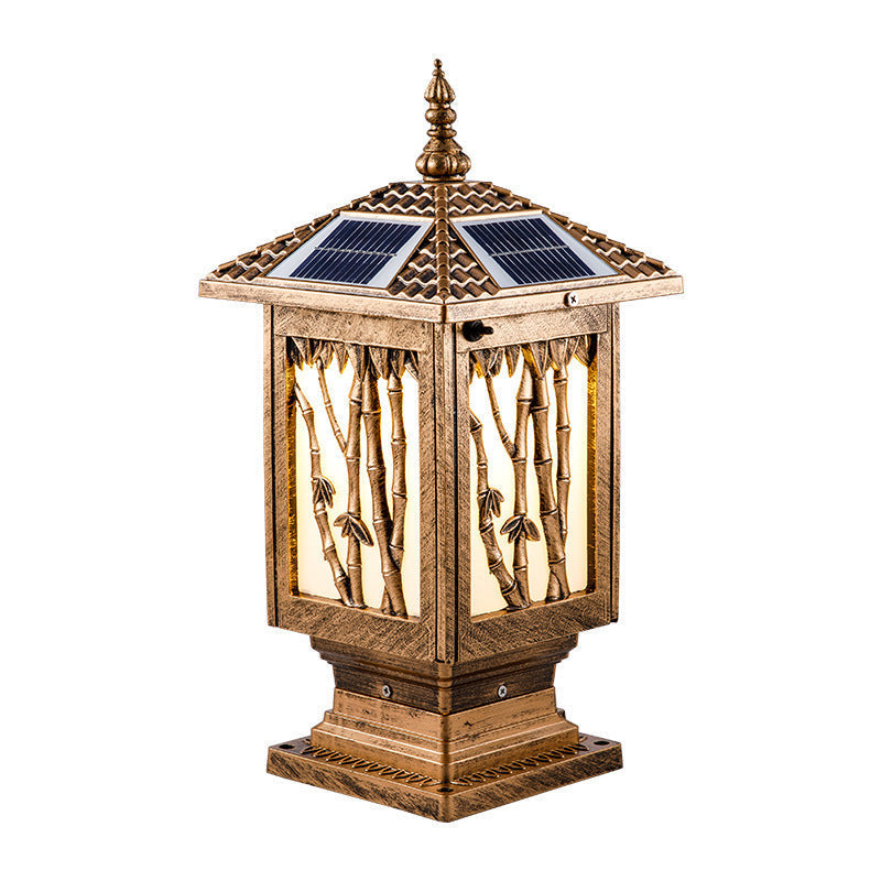Traditional European Solar Waterproof Aluminum Cylinder Bamboo 1-Light Landscape Lighting Outdoor Light For Garden | Kalsten