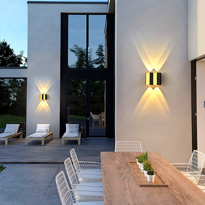 Modern Simplicity Waterproof Aluminum Rectangular Bent Up And Down LED Wall Sconce Lamp For Outdoor Patio | Kalsten