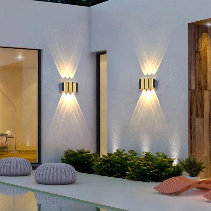 Modern Simplicity Waterproof Aluminum Rectangular Bent Up And Down LED Wall Sconce Lamp For Outdoor Patio | Kalsten