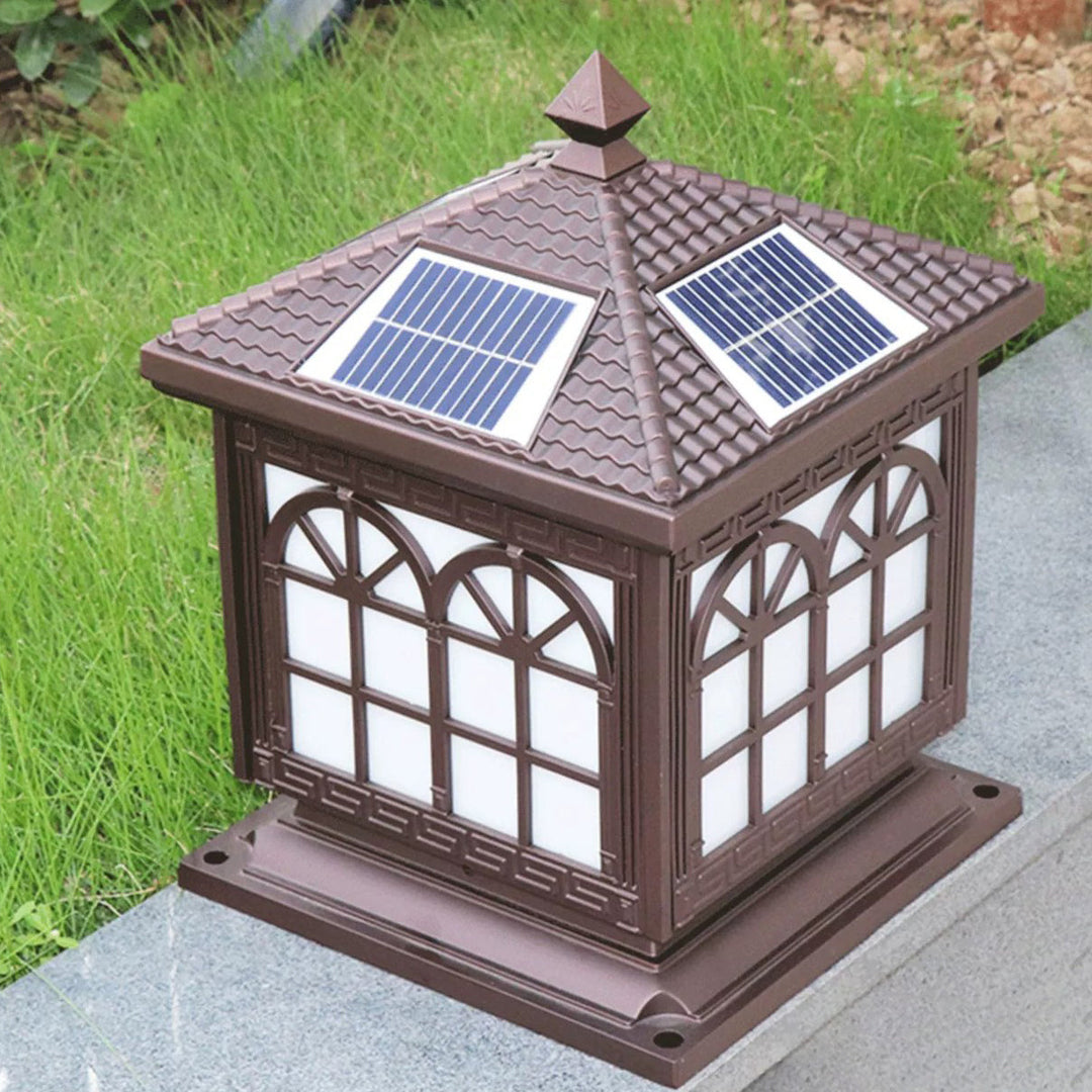 Traditional Chinese Solar Waterproof Aluminum Acrylic Glass Cylinder Lantern LED Landscape Lighting Outdoor Light For Garden | Kalsten