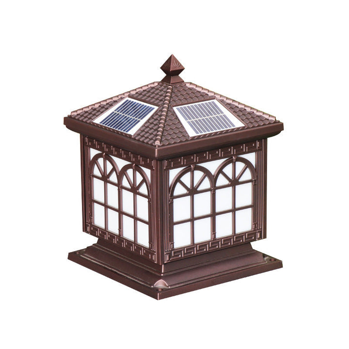 Traditional Chinese Solar Waterproof Aluminum Acrylic Glass Cylinder Lantern LED Landscape Lighting Outdoor Light For Garden | Kalsten