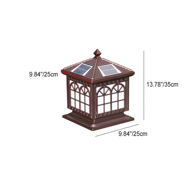Traditional Chinese Solar Waterproof Aluminum Acrylic Glass Cylinder Lantern LED Landscape Lighting Outdoor Light For Garden | Kalsten