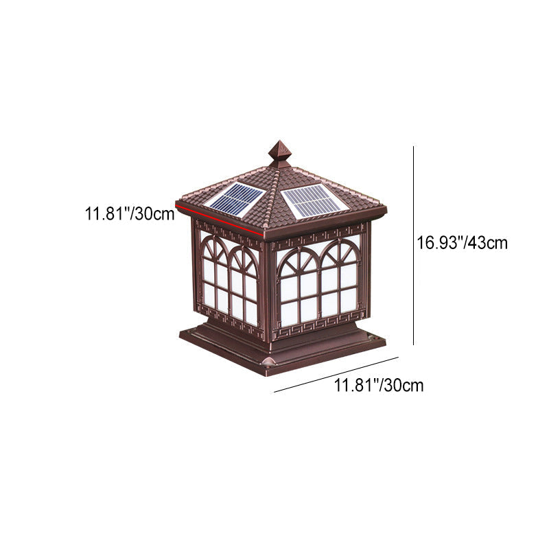 Traditional Chinese Solar Waterproof Aluminum Acrylic Glass Cylinder Lantern LED Landscape Lighting Outdoor Light For Garden | Kalsten