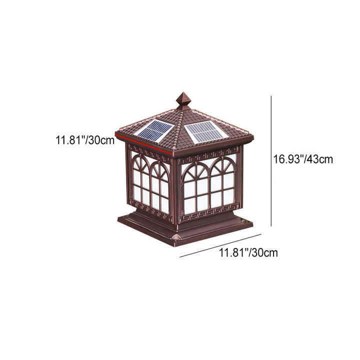 Traditional Chinese Solar Waterproof Aluminum Acrylic Glass Cylinder Lantern LED Landscape Lighting Outdoor Light For Garden | Kalsten