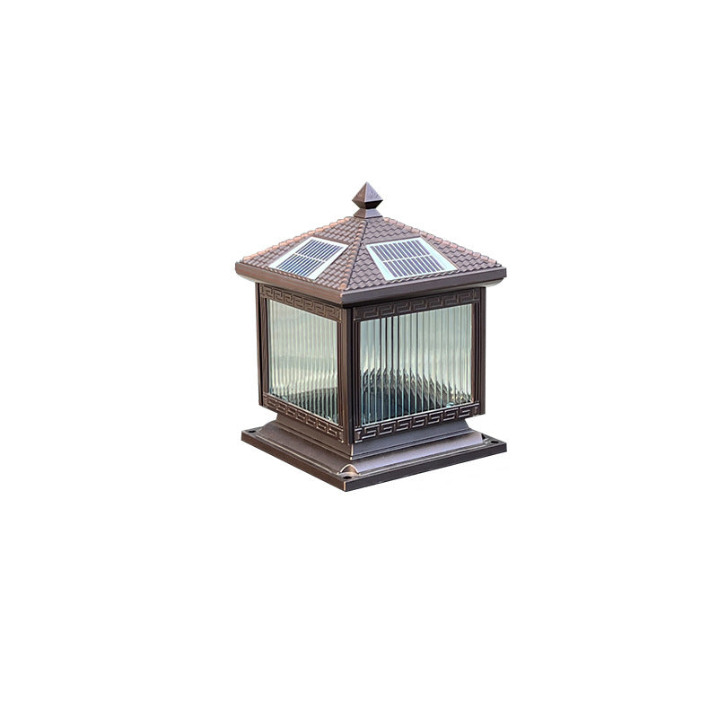 Traditional Chinese Solar Waterproof Aluminum Acrylic Glass Cylinder Lantern LED Landscape Lighting Outdoor Light For Garden | Kalsten