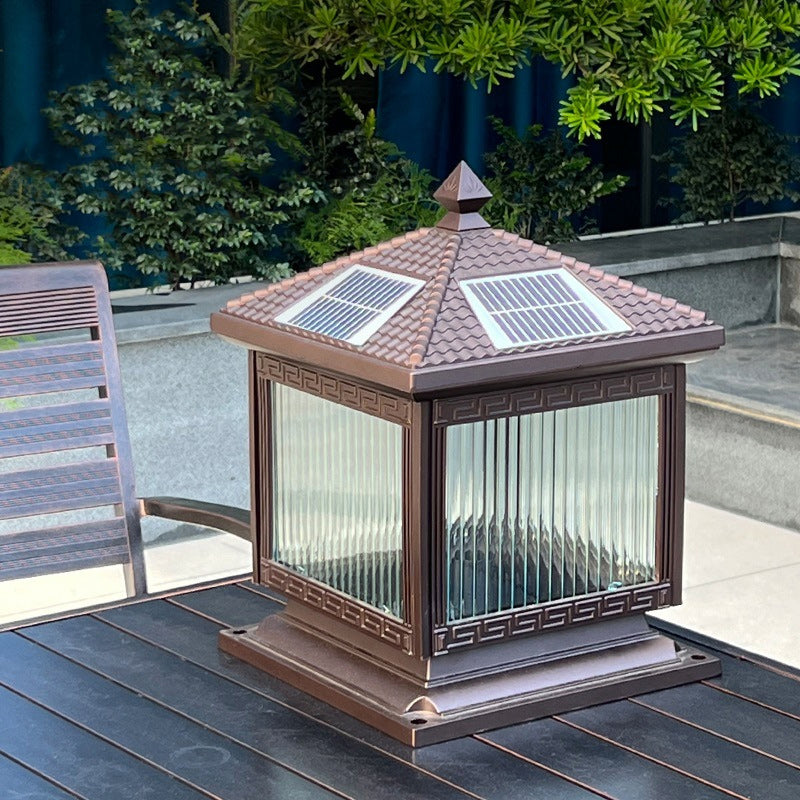 Traditional Chinese Solar Waterproof Aluminum Acrylic Glass Cylinder Lantern LED Landscape Lighting Outdoor Light For Garden | Kalsten