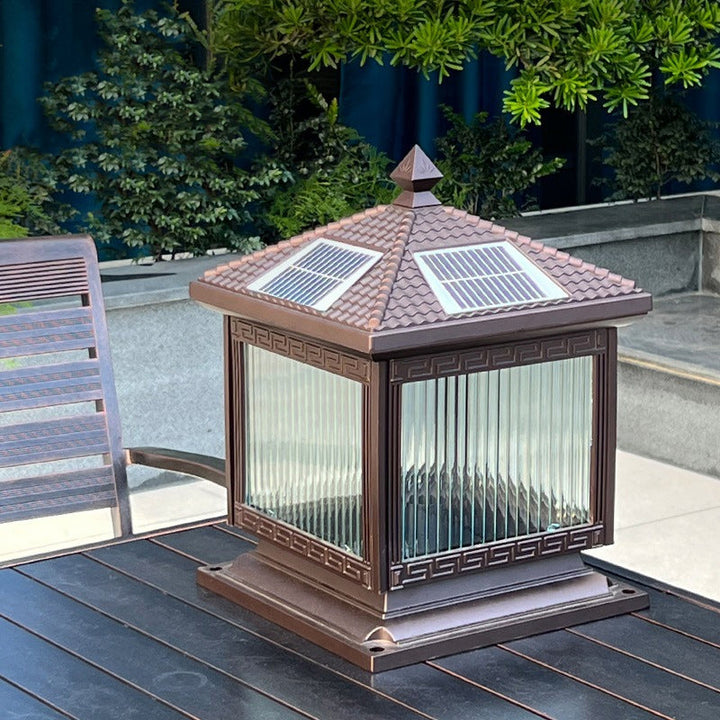 Traditional Chinese Solar Waterproof Aluminum Acrylic Glass Cylinder Lantern LED Landscape Lighting Outdoor Light For Garden | Kalsten