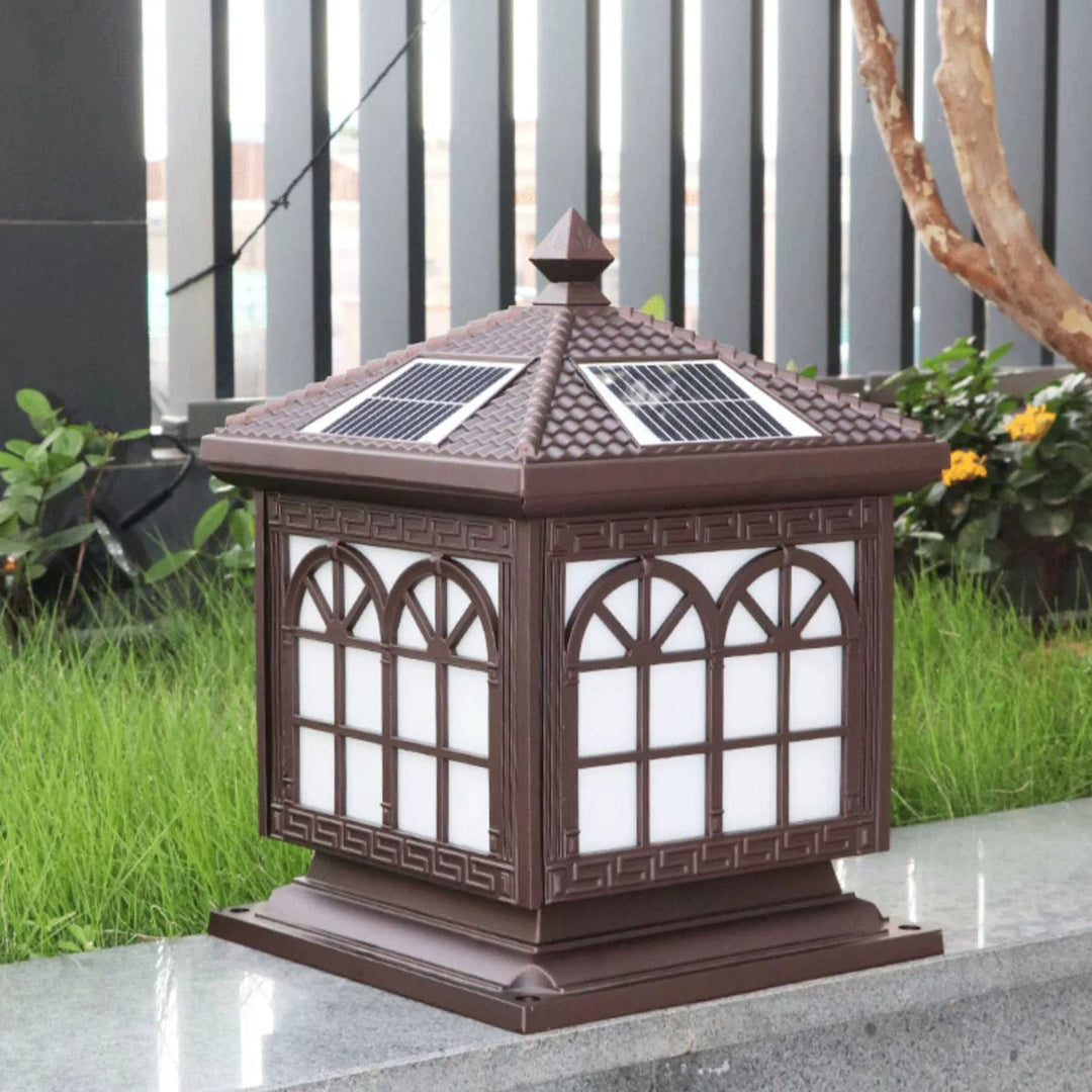 Traditional Chinese Solar Waterproof Aluminum Acrylic Glass Cylinder Lantern LED Landscape Lighting Outdoor Light For Garden | Kalsten