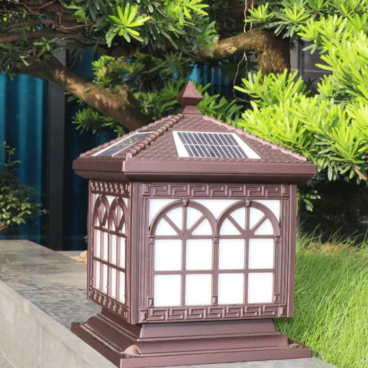 Traditional Chinese Solar Waterproof Aluminum Acrylic Glass Cylinder Lantern LED Landscape Lighting Outdoor Light For Garden | Kalsten