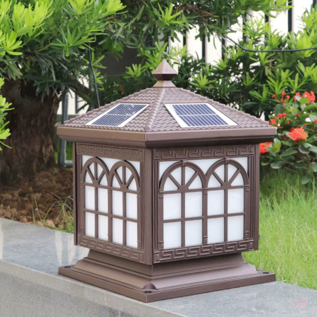 Traditional Chinese Solar Waterproof Aluminum Acrylic Glass Cylinder Lantern LED Landscape Lighting Outdoor Light For Garden | Kalsten
