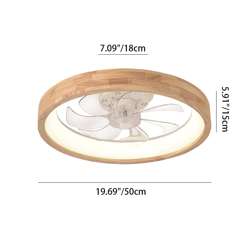 Ceiling Fan Light Solid Wood 19.6 in 60W LED Japanese Style Living Room Bedroom Modern Decorative Lighting | Kalsten