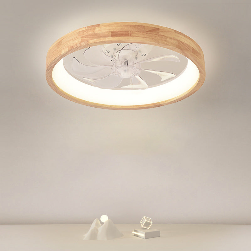Ceiling Fan Light Solid Wood 19.6 in 60W LED Japanese Style Living Room Bedroom Modern Decorative Lighting | Kalsten