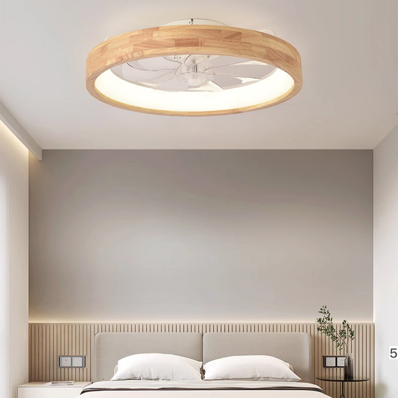 Ceiling Fan Light Solid Wood 19.6 in 60W LED Japanese Style Living Room Bedroom Modern Decorative Lighting | Kalsten