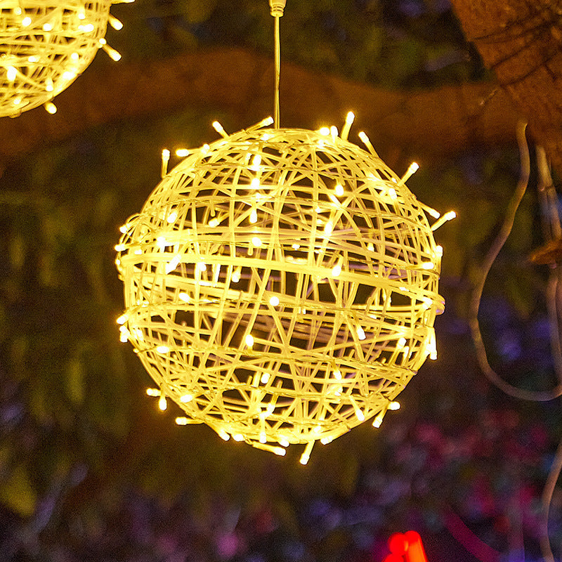 Modern Art Deco Solar Waterproof Weaving Ball Hanging PVC Plastic LED Outdoor Light Landscape Lighting For Garden | Kalsten