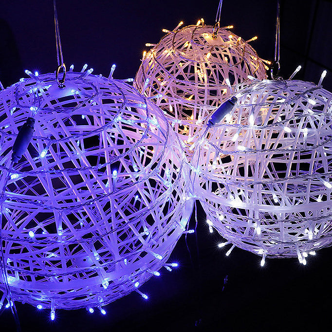 Modern Art Deco Solar Waterproof Weaving Ball Hanging PVC Plastic LED Outdoor Light Landscape Lighting For Garden | Kalsten