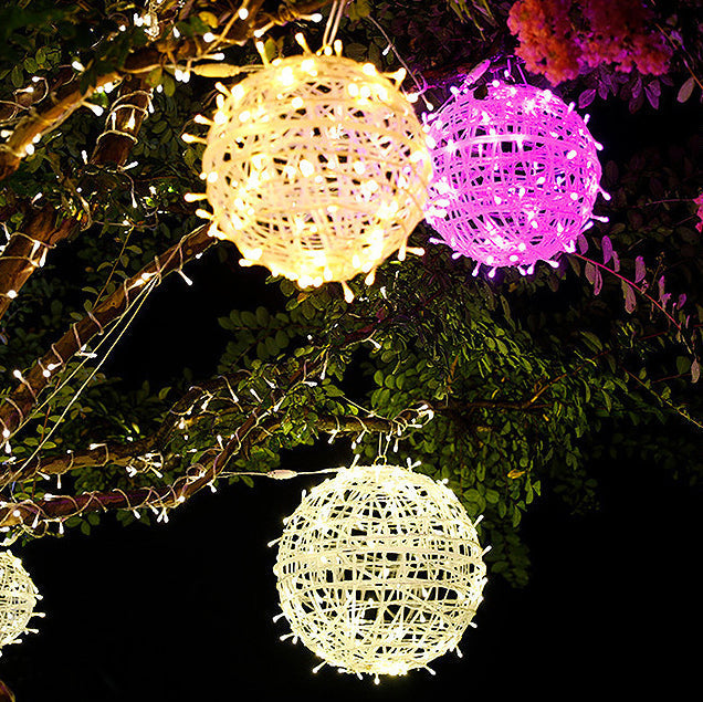 Modern Art Deco Solar Waterproof Weaving Ball Hanging PVC Plastic LED Outdoor Light Landscape Lighting For Garden | Kalsten