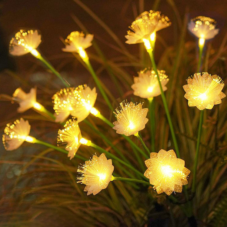 Modern Art Deco Solar Waterproof Stainless Steel Fiber Optic ABS Silica Sakura Mushroom LED Outdoor Light Landscape Lighting For Garden | Kalsten