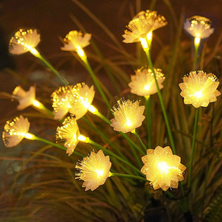 Modern Art Deco Solar Waterproof Stainless Steel Fiber Optic ABS Silica Sakura Mushroom LED Outdoor Light Landscape Lighting For Garden | Kalsten