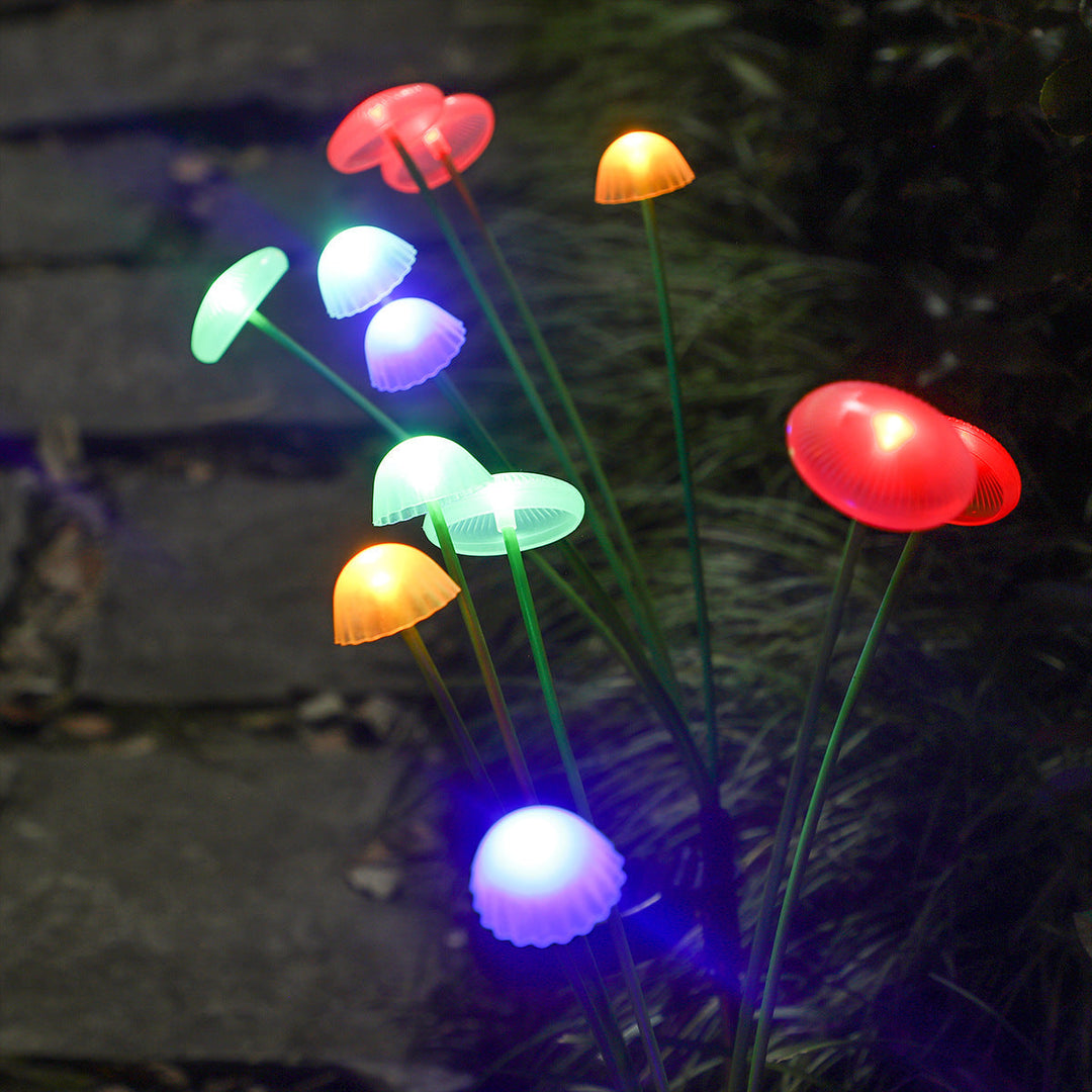 Modern Art Deco Solar Waterproof Stainless Steel Fiber Optic ABS Silica Sakura Mushroom LED Outdoor Light Landscape Lighting For Garden | Kalsten