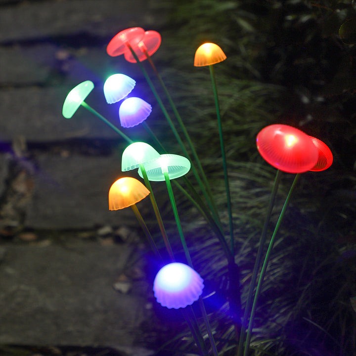 Modern Art Deco Solar Waterproof Stainless Steel Fiber Optic ABS Silica Sakura Mushroom LED Outdoor Light Landscape Lighting For Garden | Kalsten