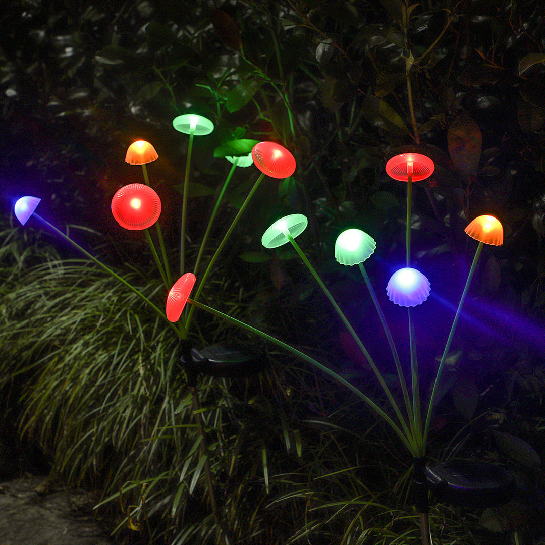 Modern Art Deco Solar Waterproof Stainless Steel Fiber Optic ABS Silica Sakura Mushroom LED Outdoor Light Landscape Lighting For Garden | Kalsten