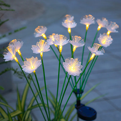Modern Art Deco Solar Waterproof Stainless Steel Fiber Optic ABS Silica Sakura Mushroom LED Outdoor Light Landscape Lighting For Garden | Kalsten