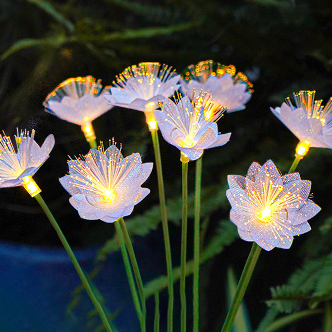 Modern Art Deco Solar Waterproof Stainless Steel Fiber Optic ABS Silica Sakura Mushroom LED Outdoor Light Landscape Lighting For Garden | Kalsten
