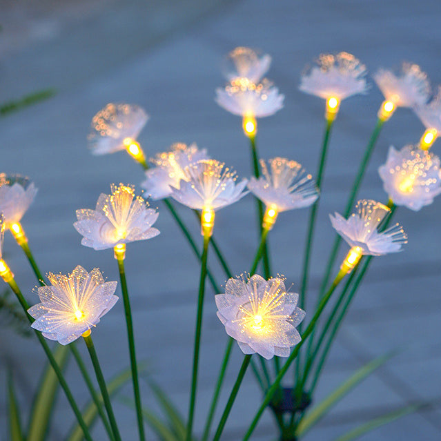 Modern Art Deco Solar Waterproof Stainless Steel Fiber Optic ABS Silica Sakura Mushroom LED Outdoor Light Landscape Lighting For Garden | Kalsten