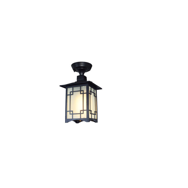 Traditional Chinese Waterproof Iron Aluminum Glass Cylinder Pergola 1-Light Semi-Flush Mount Ceiling Light Outdoor Light For Outdoor Patio | Kalsten