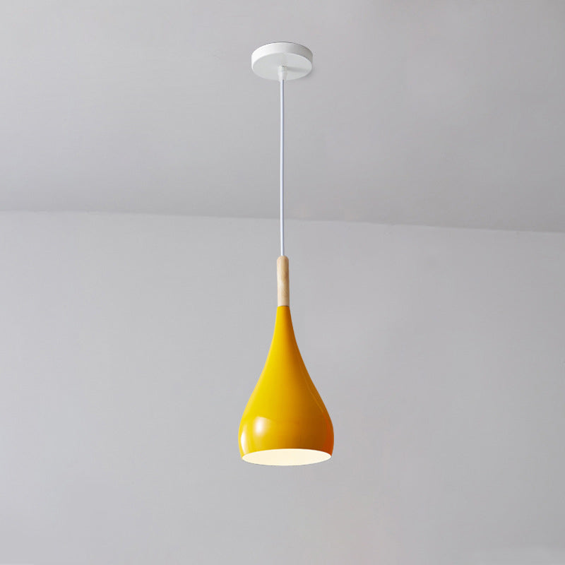 Kalsten | Nordic Iron Wood Aluminum Pumpkin Water Drop 1-Light Pendant Light for Dining Room