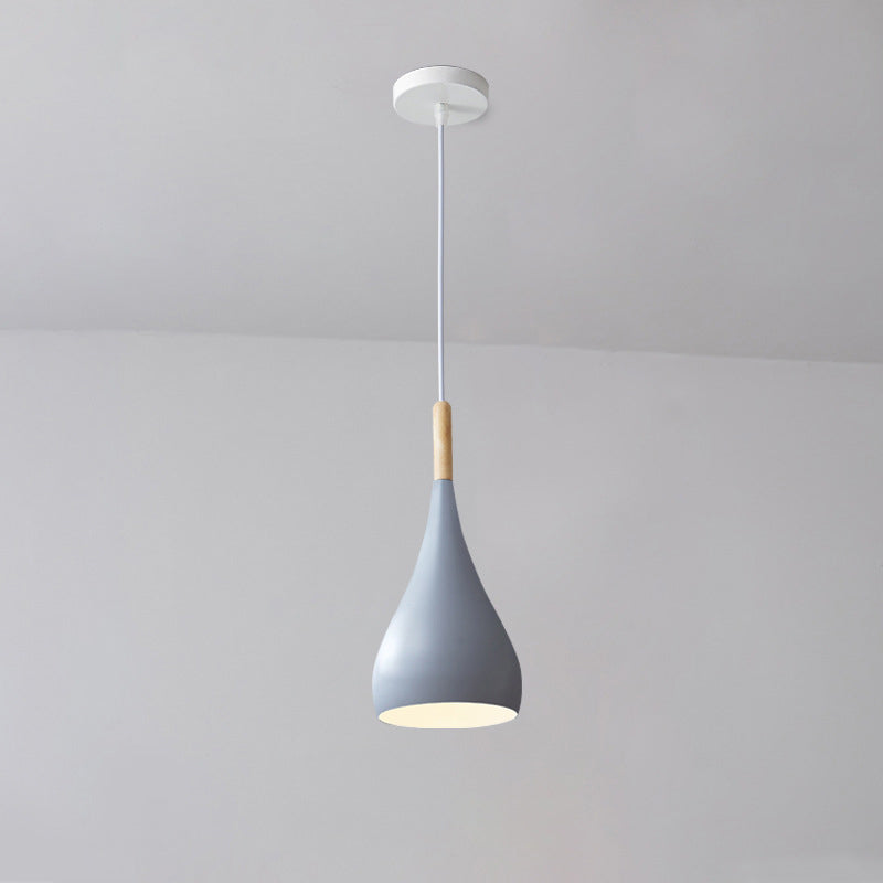 Kalsten | Nordic Iron Wood Aluminum Pumpkin Water Drop 1-Light Pendant Light for Dining Room