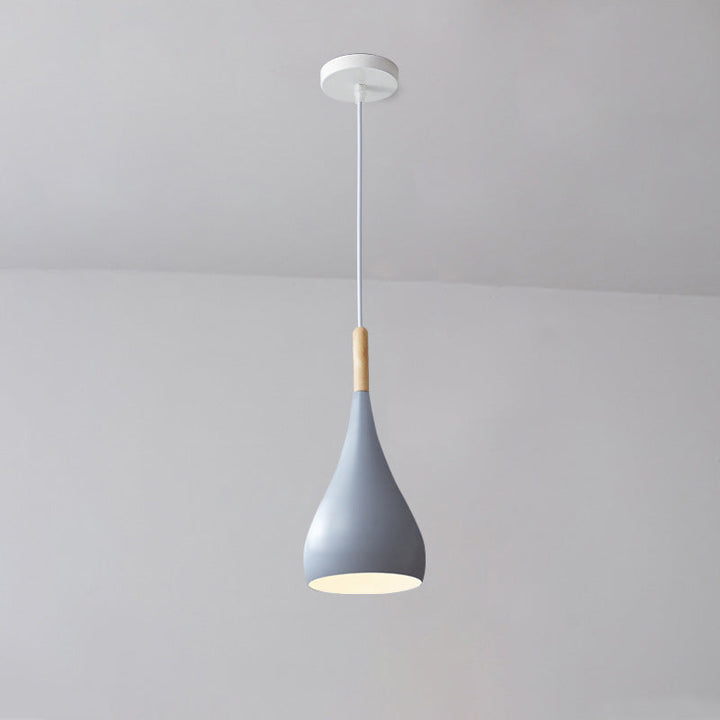 Kalsten | Nordic Iron Wood Aluminum Pumpkin Water Drop 1-Light Pendant Light for Dining Room