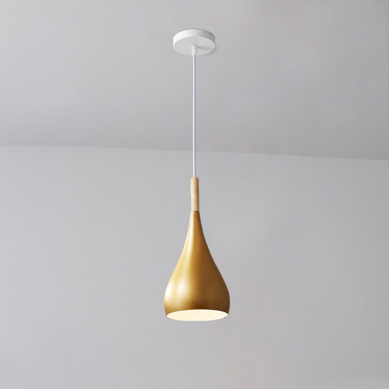 Kalsten | Nordic Iron Wood Aluminum Pumpkin Water Drop 1-Light Pendant Light for Dining Room
