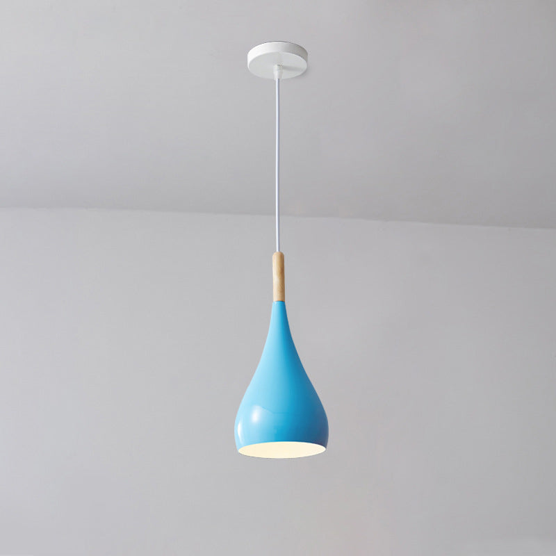 Kalsten | Nordic Iron Wood Aluminum Pumpkin Water Drop 1-Light Pendant Light for Dining Room