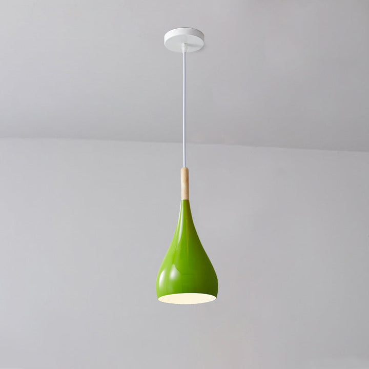 Kalsten | Nordic Iron Wood Aluminum Pumpkin Water Drop 1-Light Pendant Light for Dining Room