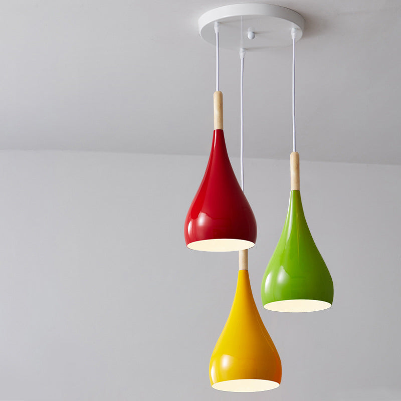 Kalsten | Nordic Iron Wood Aluminum Pumpkin Water Drop 1-Light Pendant Light for Dining Room