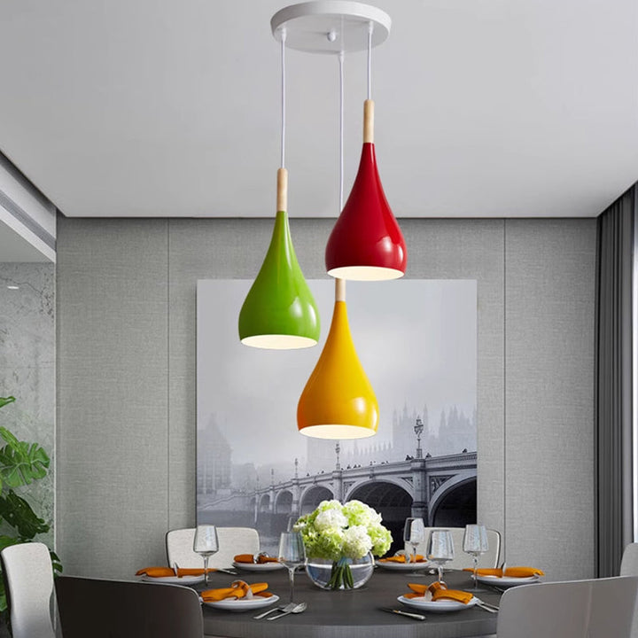 Kalsten | Nordic Iron Wood Aluminum Pumpkin Water Drop 1-Light Pendant Light for Dining Room