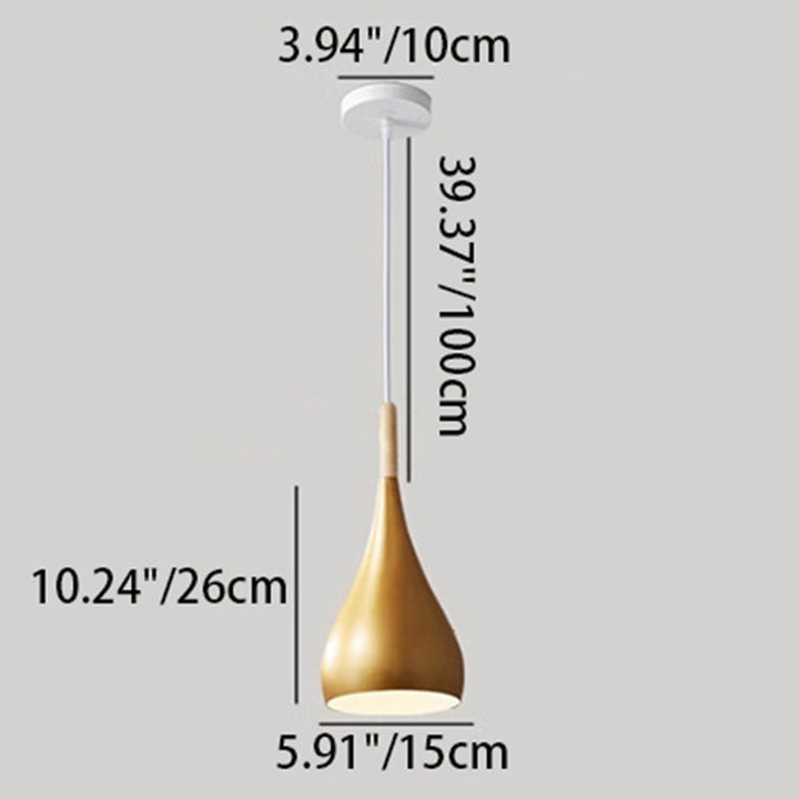 Kalsten | Nordic Iron Wood Aluminum Pumpkin Water Drop 1-Light Pendant Light for Dining Room