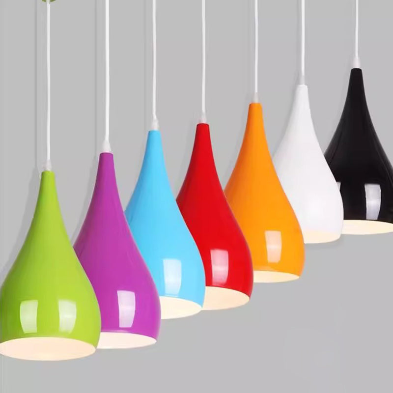 Kalsten | Nordic Iron Wood Aluminum Pumpkin Water Drop 1-Light Pendant Light for Dining Room
