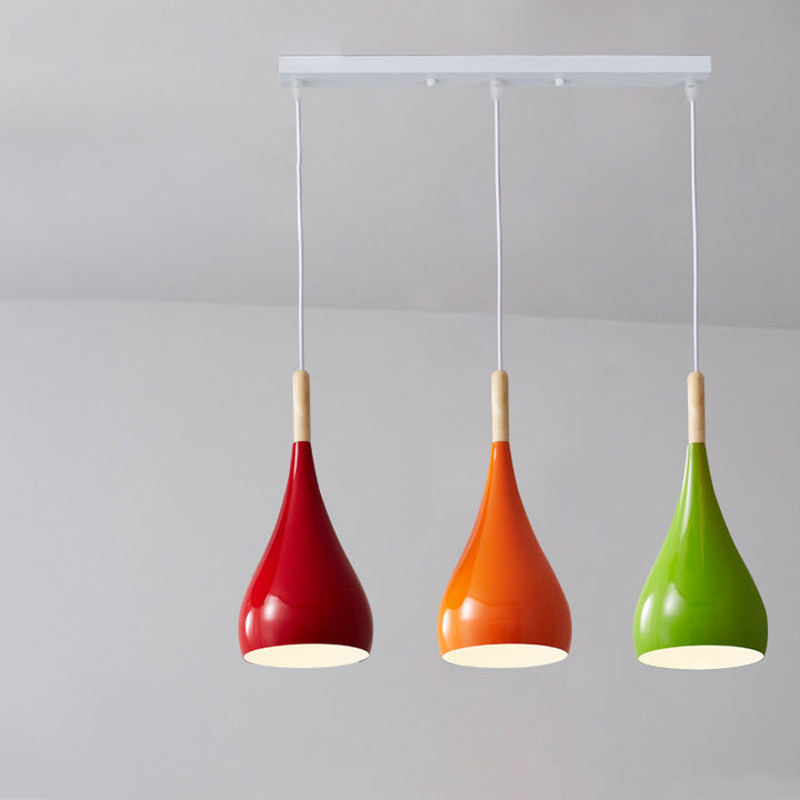 Kalsten | Nordic Iron Wood Aluminum Pumpkin Water Drop 1-Light Pendant Light for Dining Room