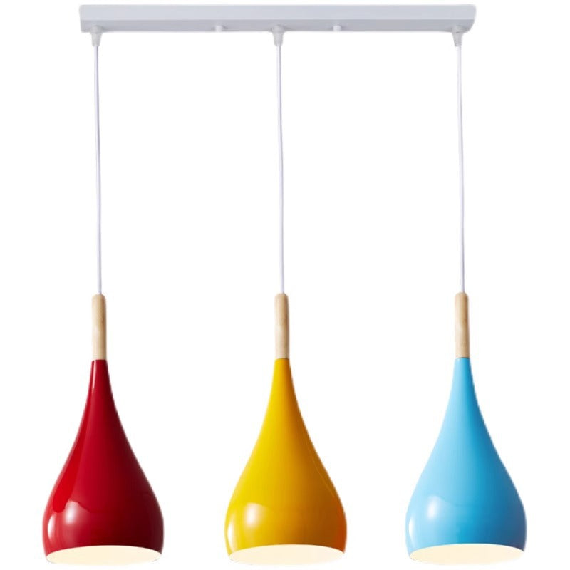 Kalsten | Nordic Iron Wood Aluminum Pumpkin Water Drop 1-Light Pendant Light for Dining Room