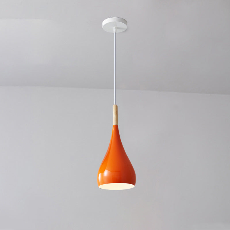 Kalsten | Nordic Iron Wood Aluminum Pumpkin Water Drop 1-Light Pendant Light for Dining Room
