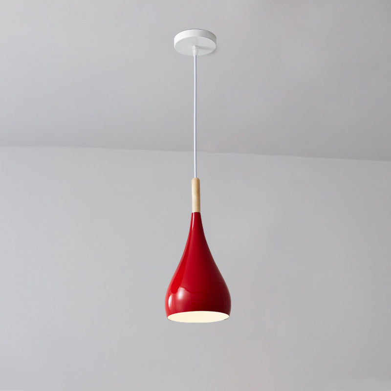 Kalsten | Nordic Iron Wood Aluminum Pumpkin Water Drop 1-Light Pendant Light for Dining Room