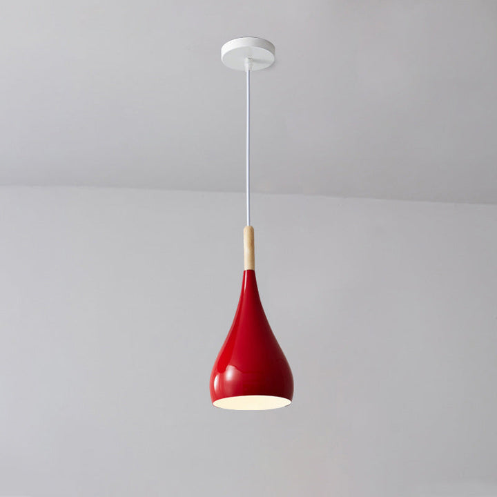 Kalsten | Nordic Iron Wood Aluminum Pumpkin Water Drop 1-Light Pendant Light for Dining Room