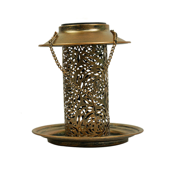 Contemporary Retro Solar Waterproof Iron Bird Feeder Hanging Hollowed Lantern LED Outdoor Light Landscape Lighting For Garden | Kalsten