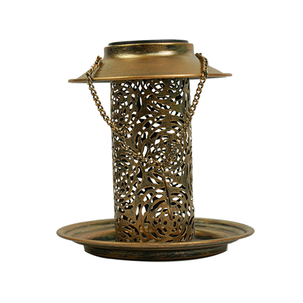 Contemporary Retro Solar Waterproof Iron Bird Feeder Hanging Hollowed Lantern LED Outdoor Light Landscape Lighting For Garden | Kalsten