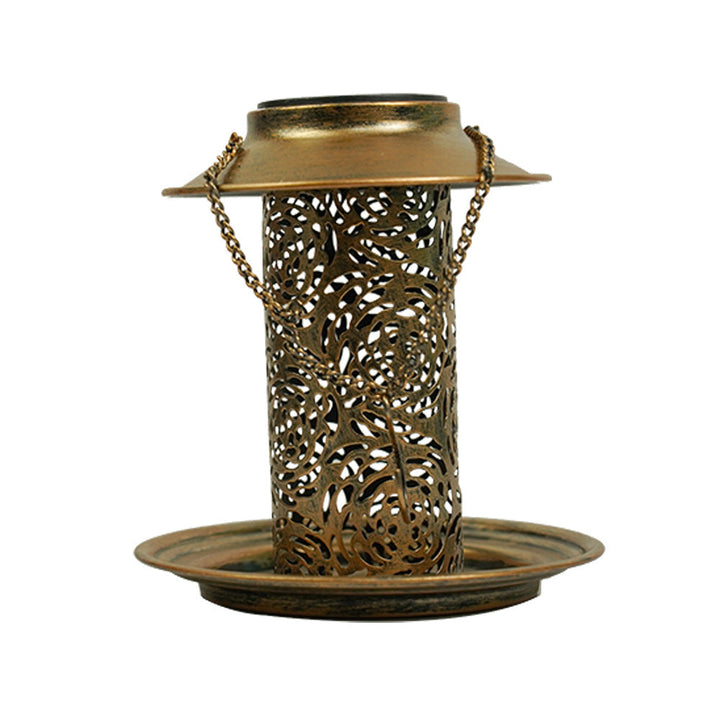 Contemporary Retro Solar Waterproof Iron Bird Feeder Hanging Hollowed Lantern LED Outdoor Light Landscape Lighting For Garden | Kalsten