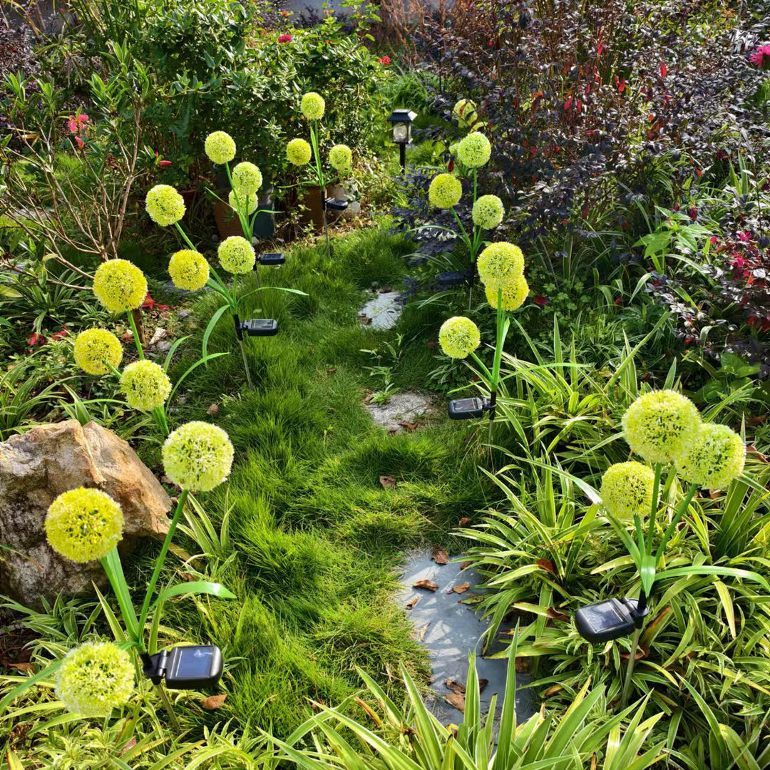 Modern Art Deco Solar Waterproof Stainless Steel ABS Copper Wire Dandelion Plant Ball Ground Plug LED Outdoor Light Landscape Lighting For Garden | Kalsten