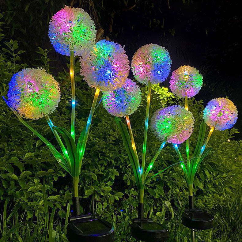 Modern Art Deco Solar Waterproof Stainless Steel ABS Copper Wire Dandelion Plant Ball Ground Plug LED Outdoor Light Landscape Lighting For Garden | Kalsten